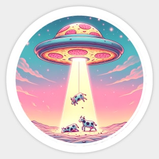 Pizza UFO Invasion Sticker
